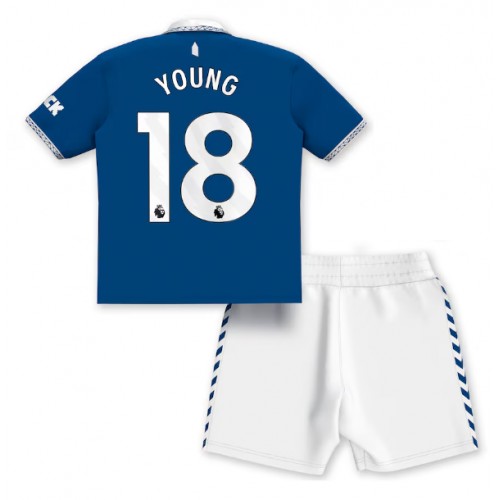 Otroški Nogometni dresi Everton Ashley Young #18 Domači 2023-24 Kratek Rokav (+ Kratke hlače)